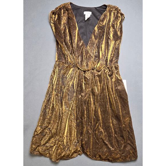 Jessica London Womens Size 16 Cocktail Dress Metallic Gold Knee Length Stretch - Picture 1 of 9